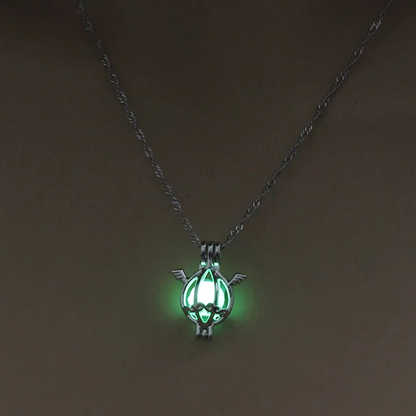 Glow In The Dark Lucky Angel Wings Necklaces Hollow Luminous Water Drop Shaped Cage Pendant For Women & Girls 