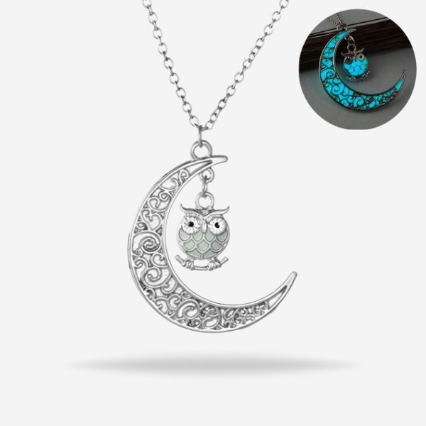 Luminous Glowing Moon Owl Cage Pendant Glow-In-The-Dark Jewelry Perfect for Men And Women