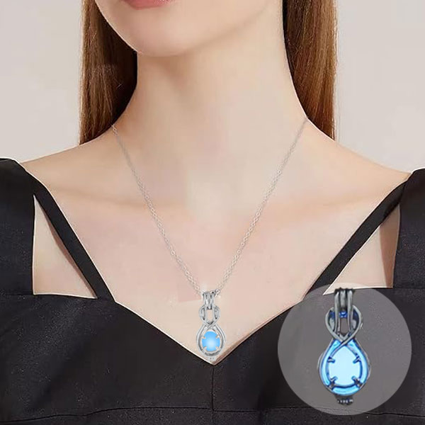 Luminous Blue Locket Glow in The Dark Pendant Necklace For Women & Men