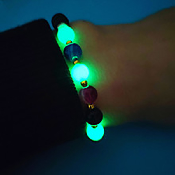 Luminous Stone Beaded Handmade Glowing Bracelet For Unisex, Glow Green In Dark