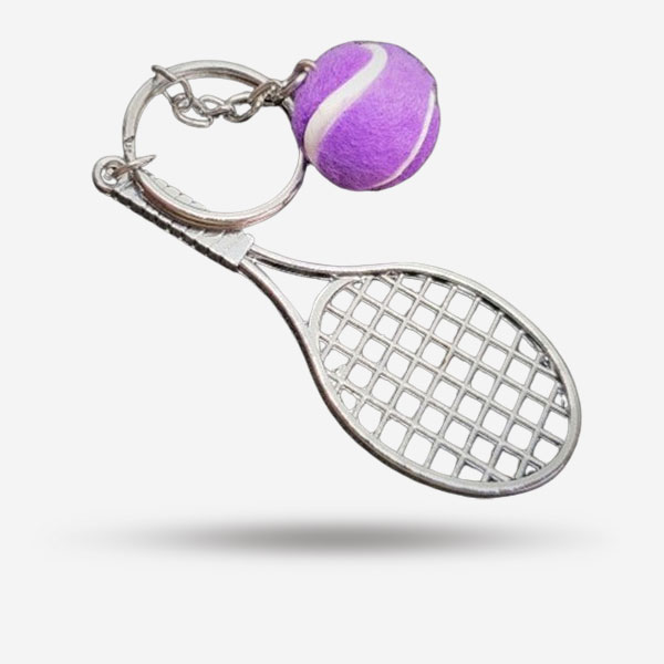 Mini Metal Cute Tennis Racket Ball Keychain 
