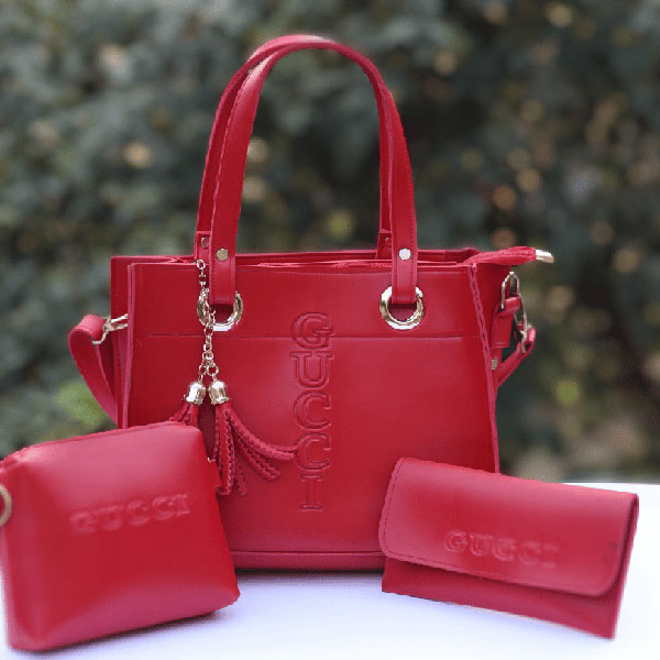 Multi-Functional 3-in-1 Red Ladies Bags- Elevate Your Look