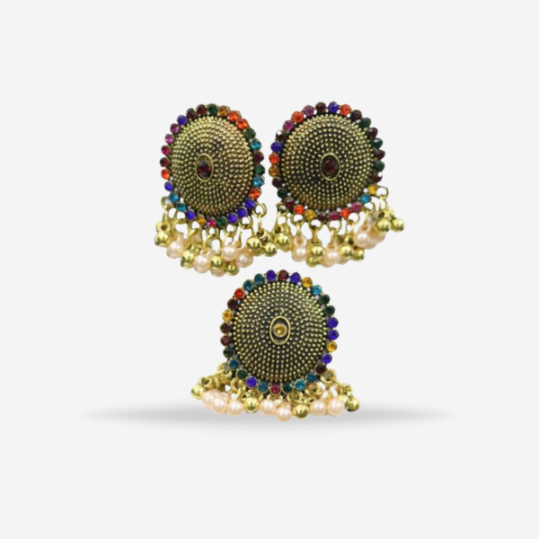 Multicolor Round Shape Crystal Earrings Set - Stunning Jewelry Collection for Women & Girls,