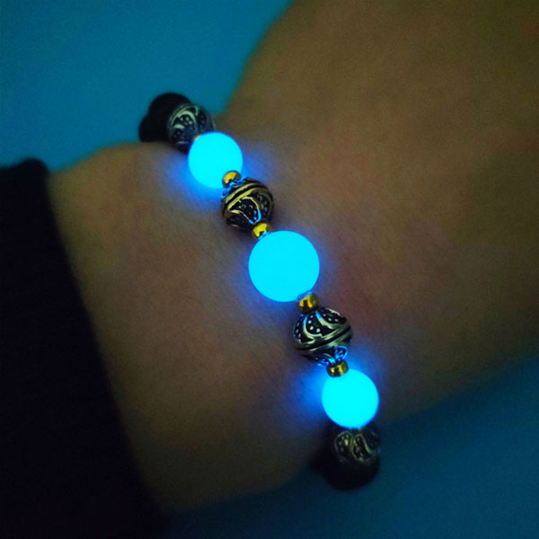 Natural Luminous Stone Glow Blue In The Dark Charm Bracelet For Men & Women
