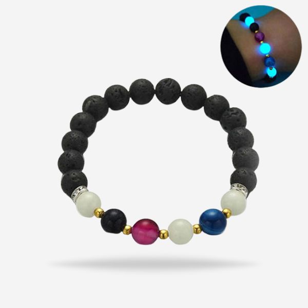 Natural Stone Glowing Beaded Trendy Bracelet For Men And Women, Glow Blue In Dark - Glowing Jewelry