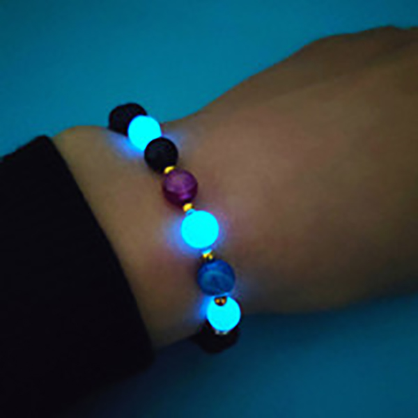 Natural Stone Glowing Beaded Trendy Bracelet For Men And Women, Glow Blue In Dark 