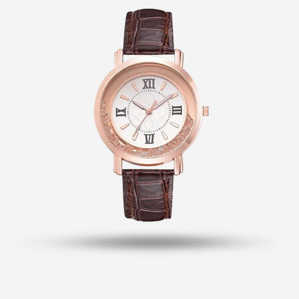 New Beautiful Brown Leather Luxury Watch For Girl's Beauty