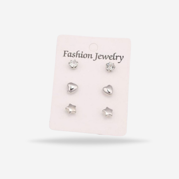 Elegant and Charming Jewelry Collection for Girls New Design Silver Heart Stud Charm Earrings Set 