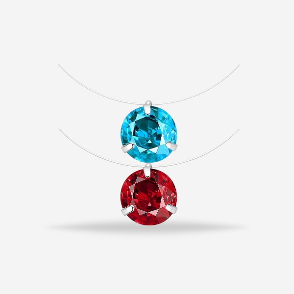 New Fashion Red and Blue Crystal Stone Pendant Necklace - Shiny Jewelry for Girls & Women