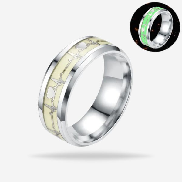 New Romantic Charm Rings Glow In Dark Heartbeat Bands For Couples- Size 6