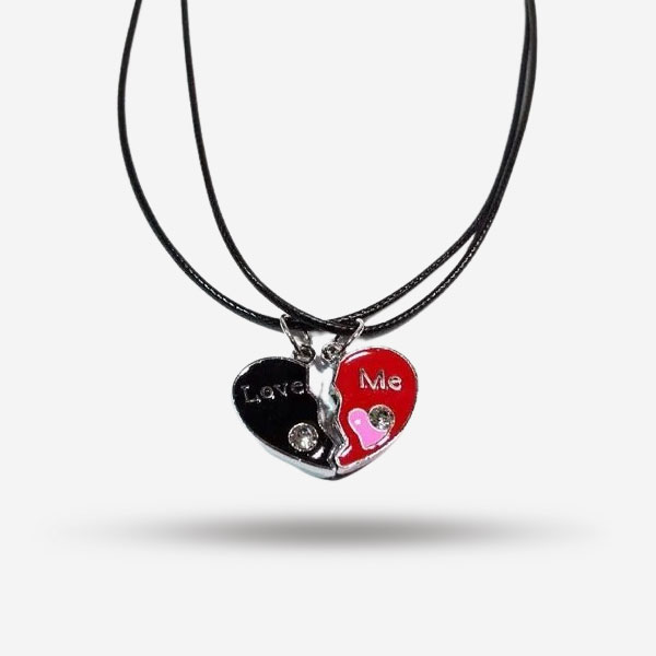 Love Me Dual Broken Heart Pendant Chain Special Necklace for Couples, Plated Design for Girls and Boys