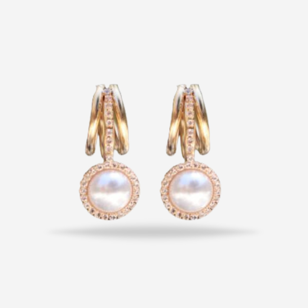 Trendy Crystal Drop Golden Bold Statement Earrings For Girls & Women