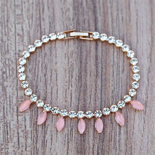 Trendy Pink Crystal Bracelet For Women & Girl's Beauty